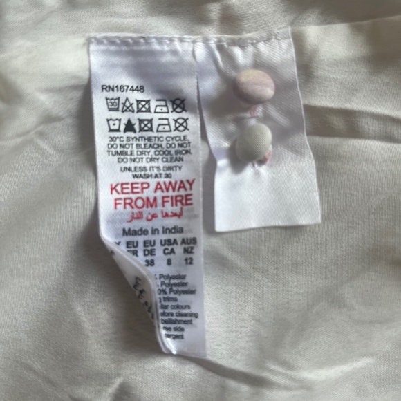 Karen Millen Floral Applique Crinkle Woven Cocktail Balloon Sleeves Mini Dress 8 - Picture 10 of 11